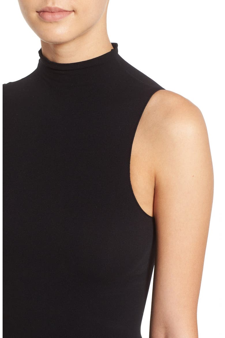 Ballet Body Mock Neck Thong Bodysuit, Alternate, color, BLACK