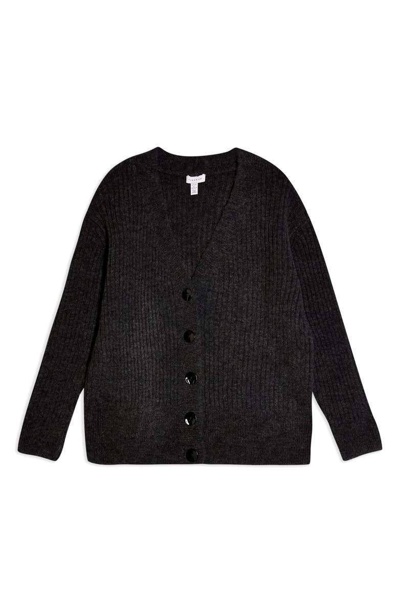 Topshop Ribbed Cardigan, Alternate, color,