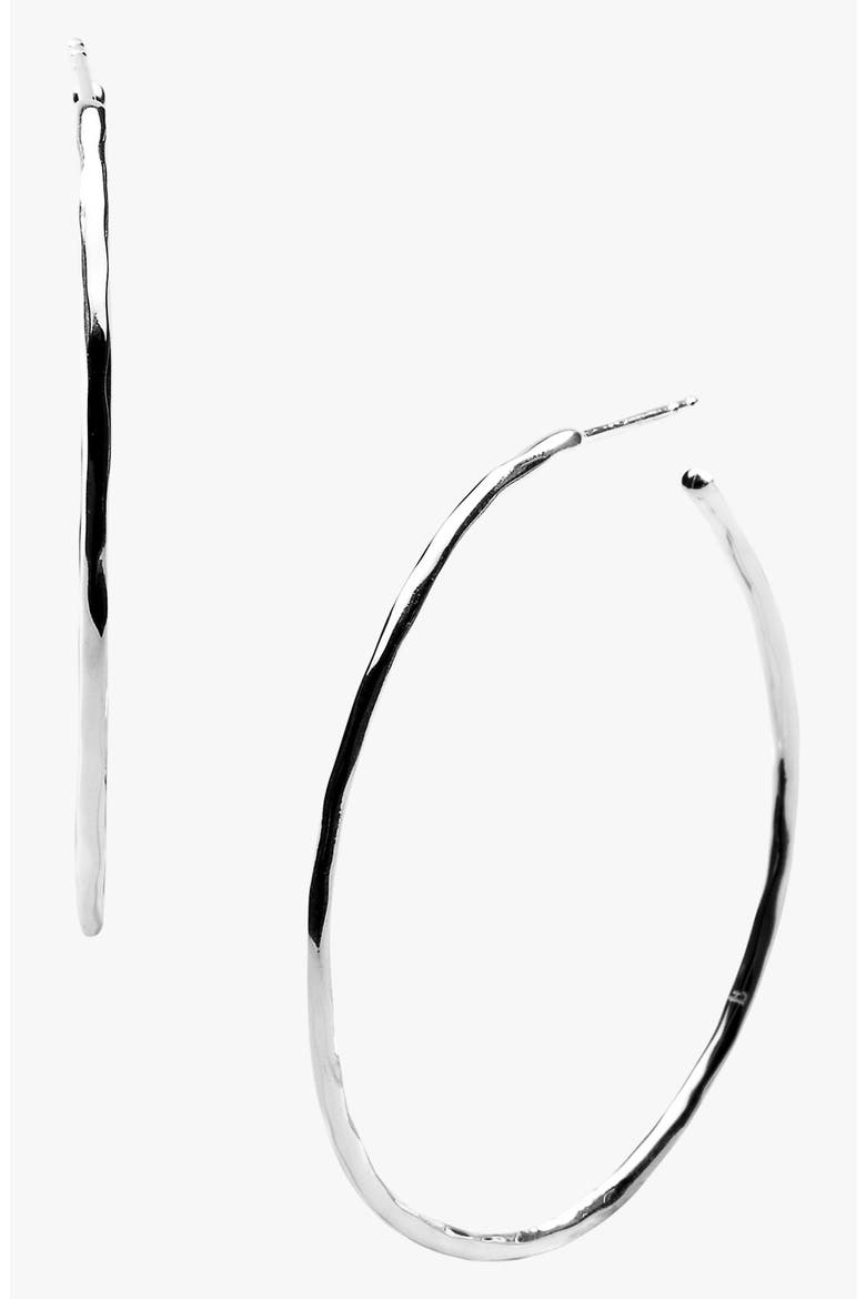 Shiny Squiggle Hoop Earrings, Main, color, SILVER