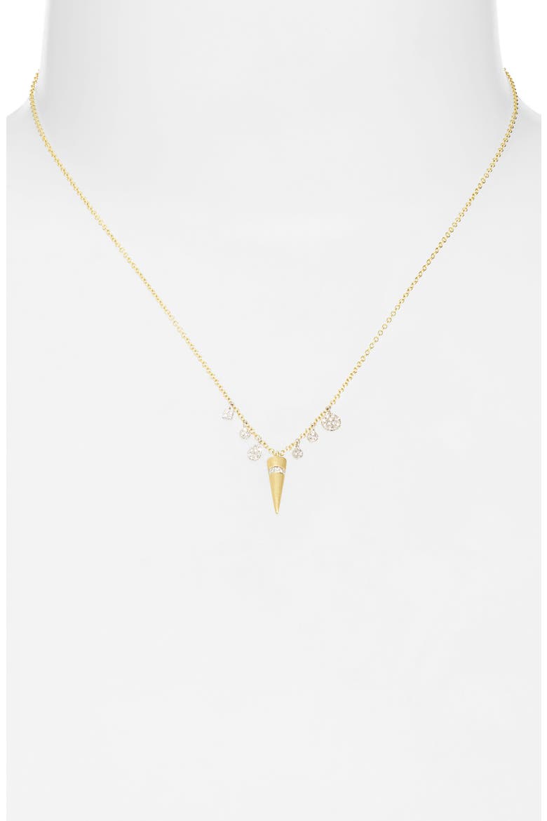 14k Gold Diamond Spike Charm Necklace, Alternate, color, YELLOW GOLD