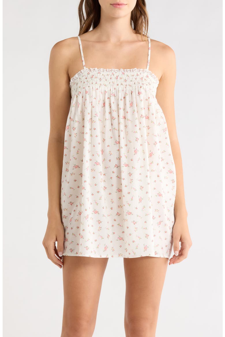 Flirty Cotton Nightgown, Main, color, IVORY/ CORAL FLORAL