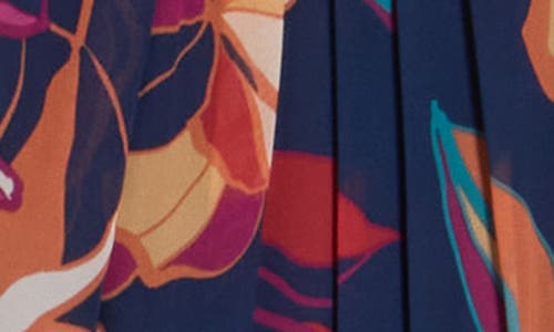 Sandra Darren Pleated Long Sleeve Maxi Dress In Multi