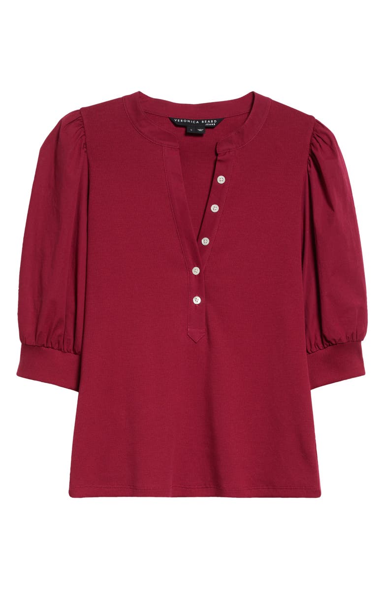 Veronica Beard Coralee Puff Sleeve Henley Top, Alternate, color, 