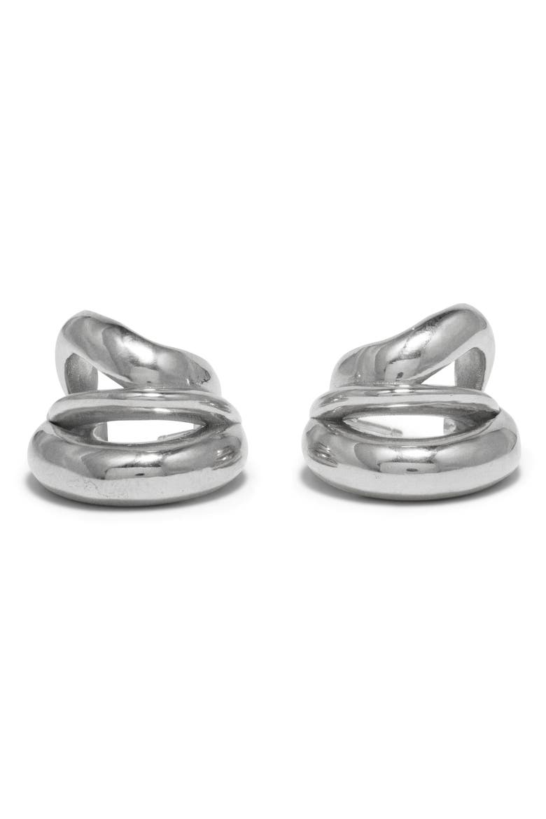Dollop Hoop Earrings, Alternate, color, SILVER PLATED