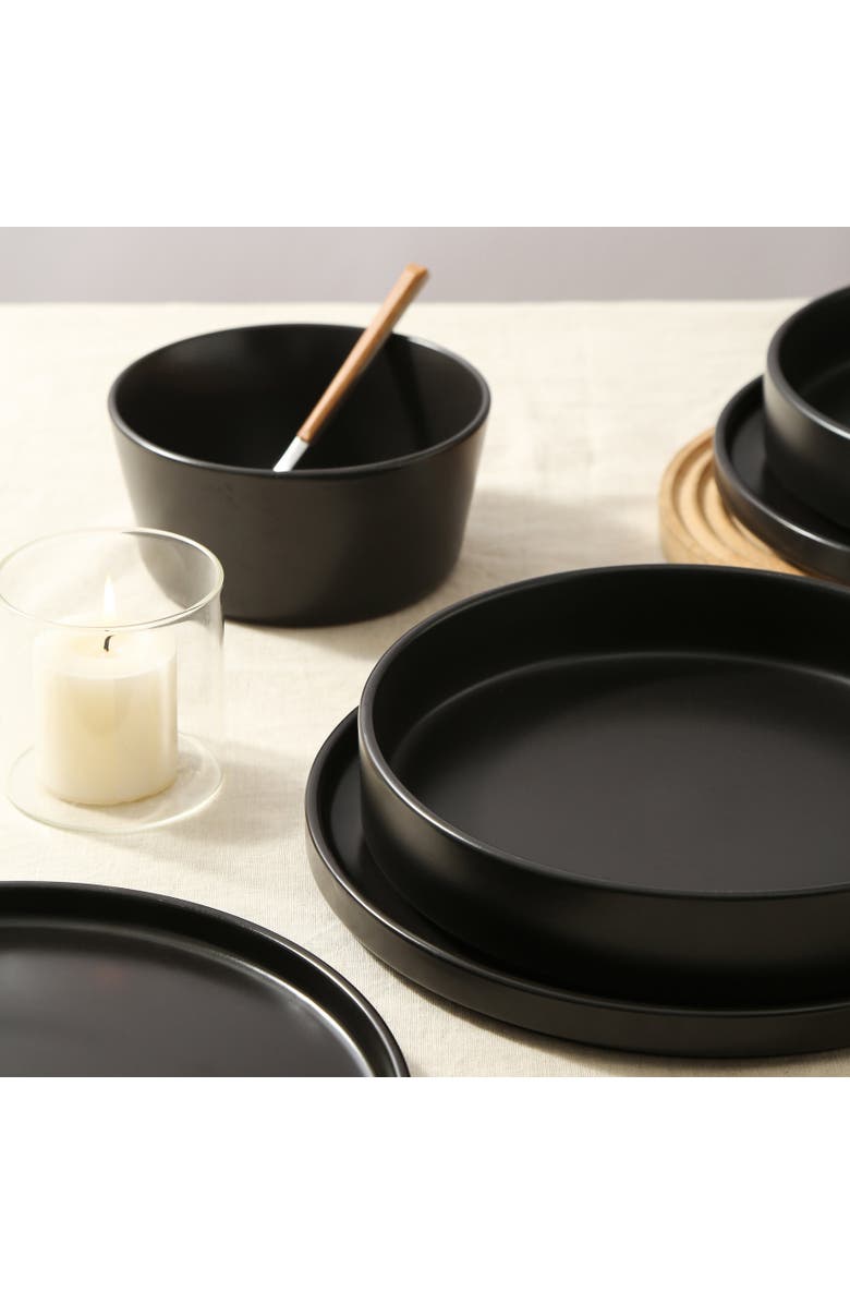 Stone Lain Celina Stoneware 24-Piece Dinnerware Set, Cereal and Dinner Bowls, Alternate, color, Black