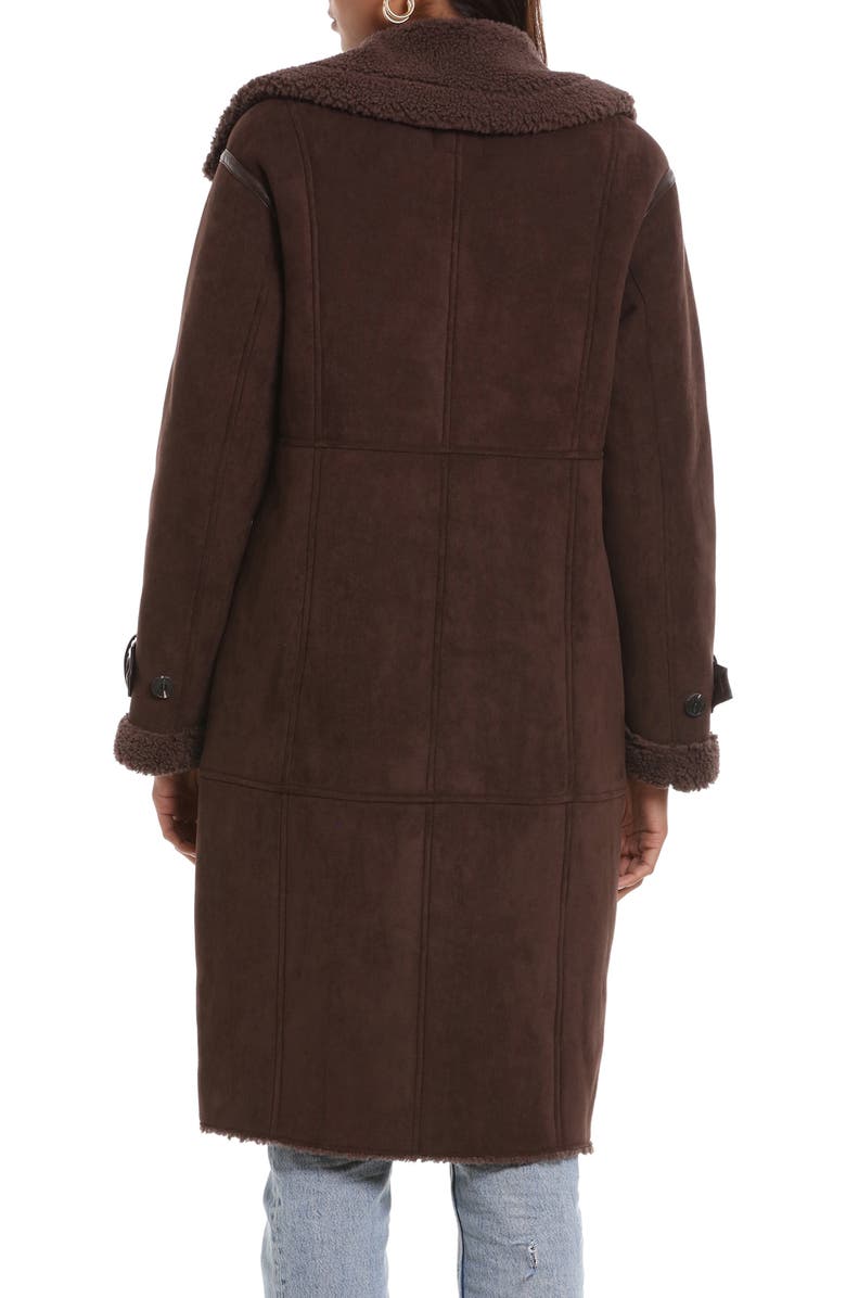 Avec Les Filles Faux Shearling Trim Double Breasted Coat, Alternate, color,