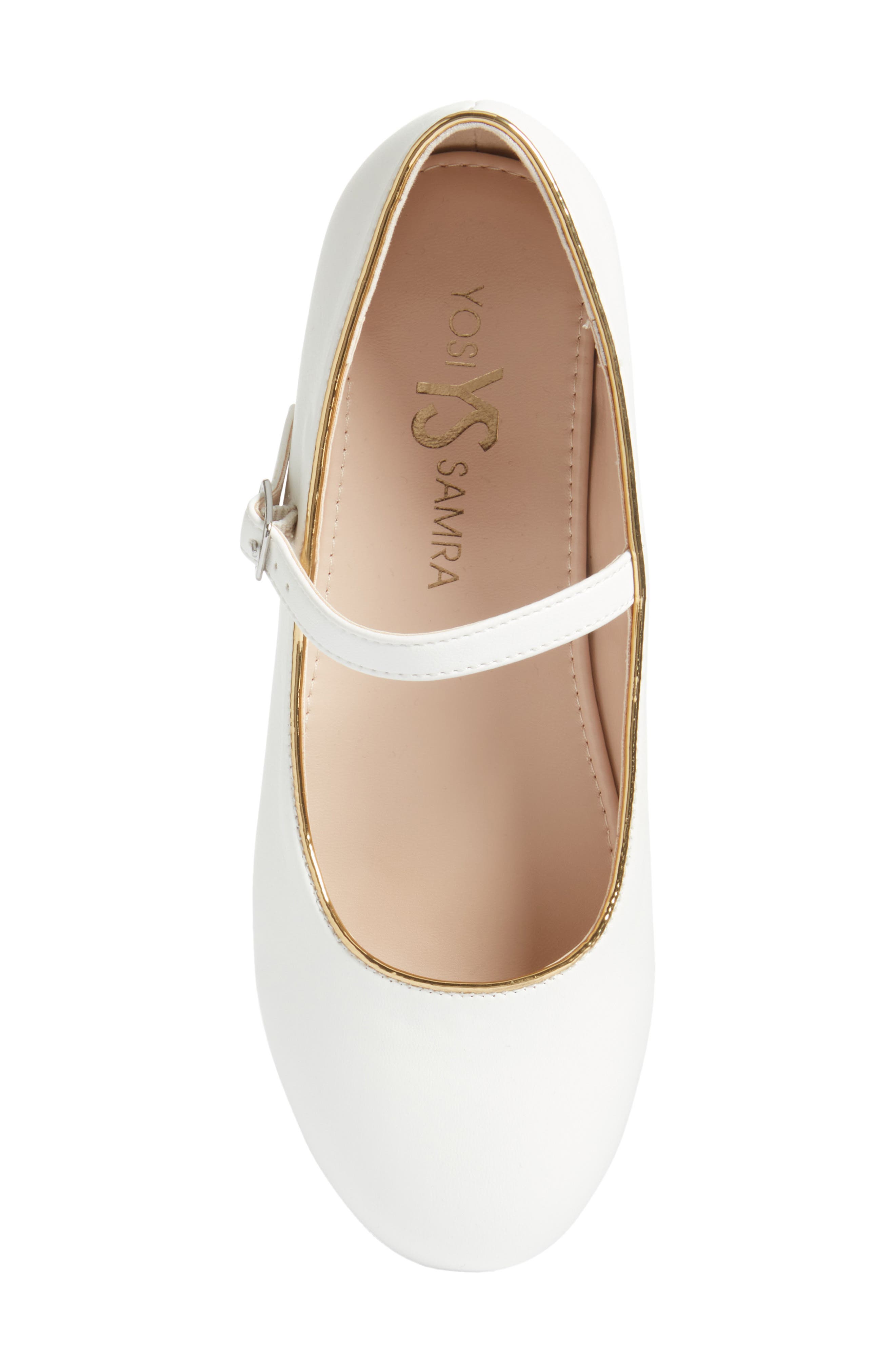 Yosi Samra Kids' Miss Sadie Mary Jane Flat, Alternate, color, White
