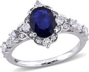 Julianna B. Gemstone & Diamond Oval Vintage Ring 10k