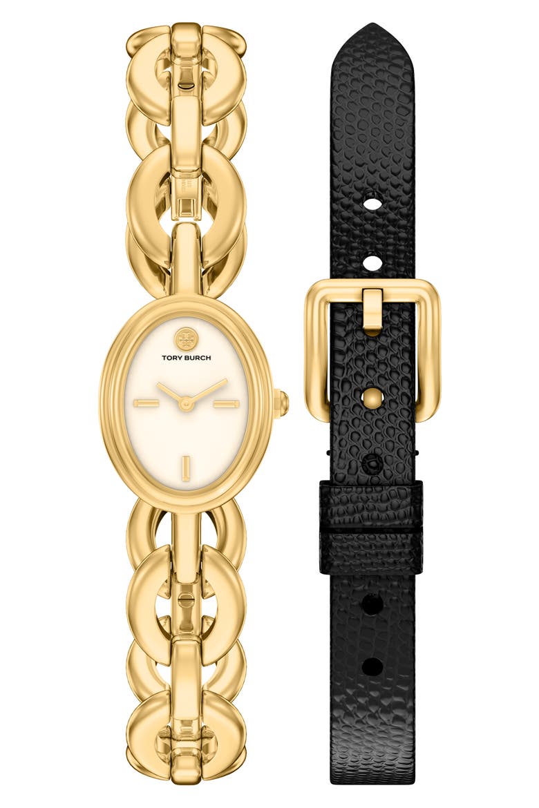 (新品 半額sale！)Tory Burch ブランド レディース クオーツ時計 The Small Oval Watch Gift Set, 18mm x 23mm (Women) | Nordstrom