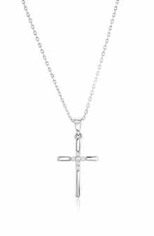 Sterling Silver CZ Cross Necklace
