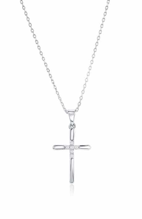 Sterling Silver CZ Cross Necklace