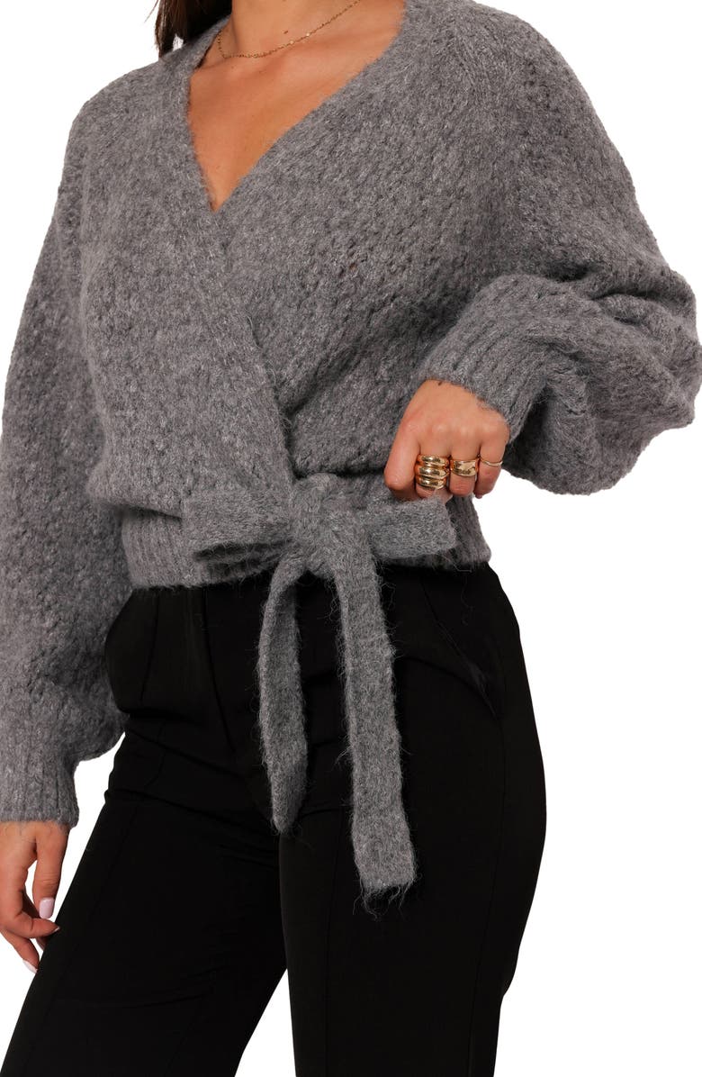 Petal & Pup Etta Wrap Cardigan, Alternate, color, Heather Grey