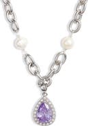 VIDAKUSH Heiress Imitation Pearl Pavé Pendant Necklace