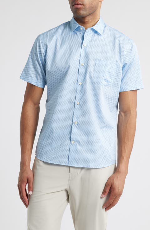 Charles Deco Print Short Sleeve Cotton Button-Up Shirt (Nordstrom Exclusive)