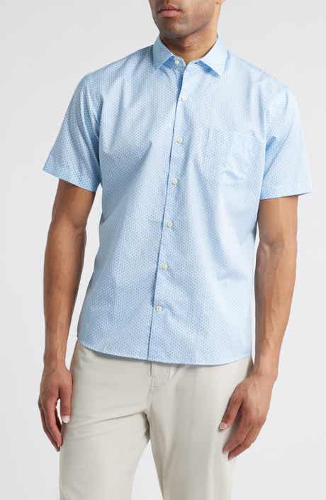 Peter Millar Charles Deco Print Short Sleeve Cotton Button-Up Shirt