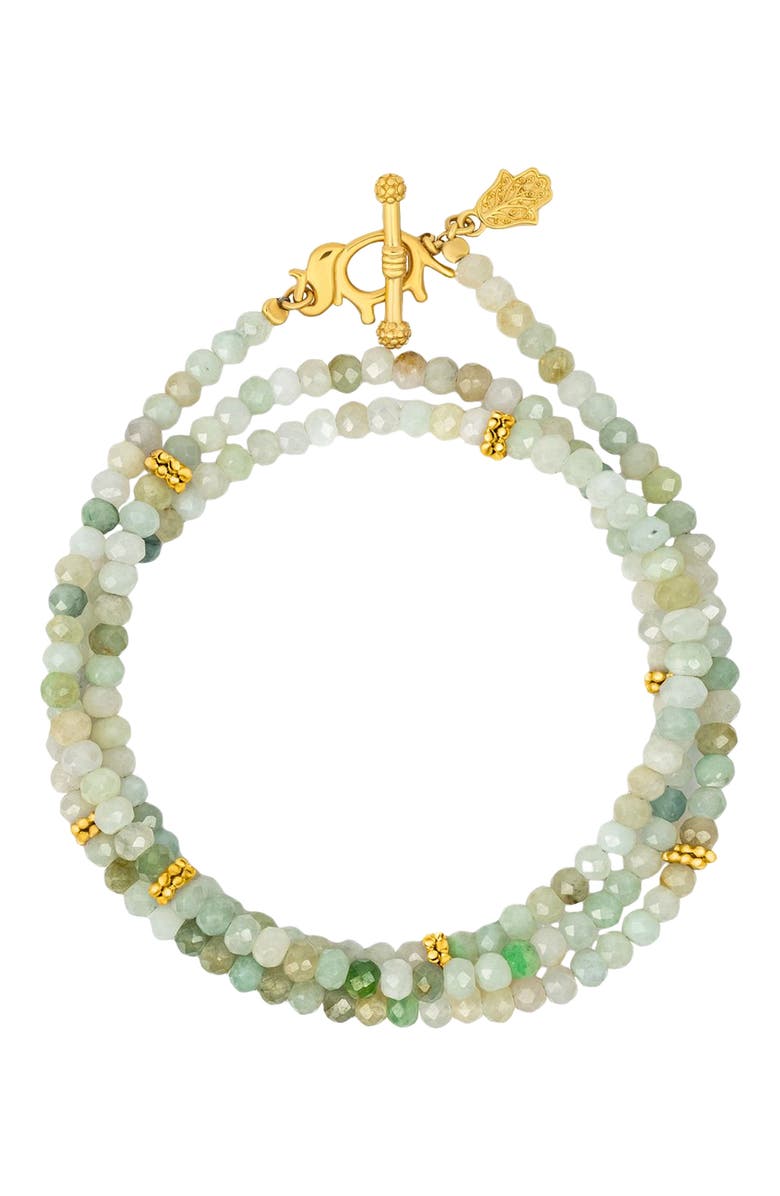 Karma and Luck Women's Jade Elephant Gold Plated Wrap Bracelet - Manifest Abundance, Alternate, color, Pastel Green/Gold