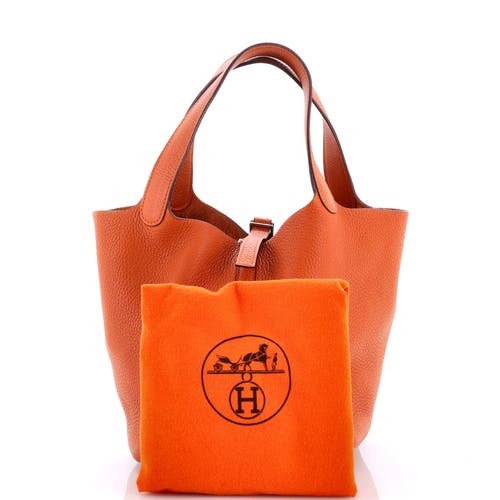 Pre-owned Hermes Hermes Picotin Lock Bag Clemence Mm In Orange