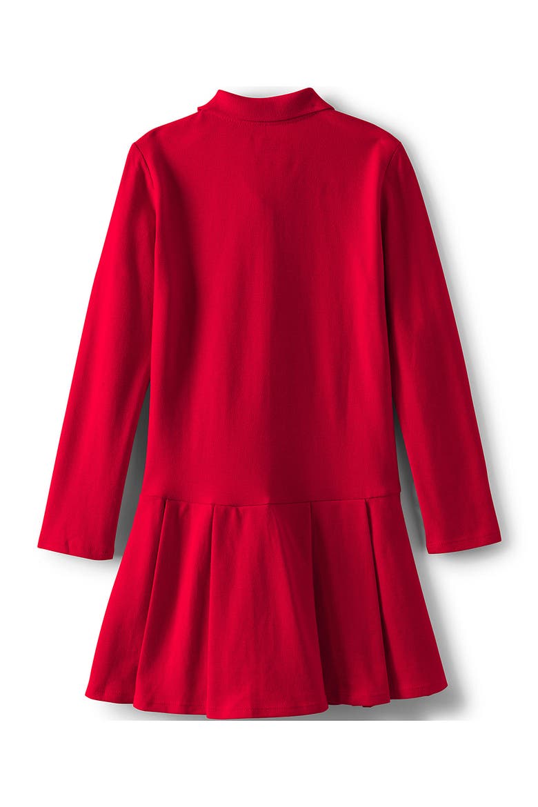 Girls Long Sleeve Mesh Pleated Polo Dress, Alternate, color, Red