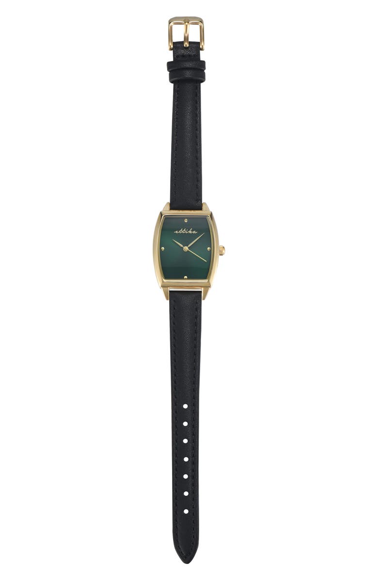 Ettika Classic Leather Strap Watch, Alternate, color, Emerald And Black
