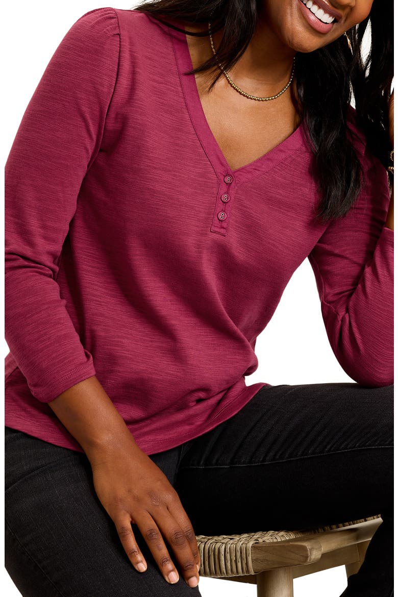 Ashby Stretch Cotton Slub Henley Top, Alternate, color, SANTA ANA
