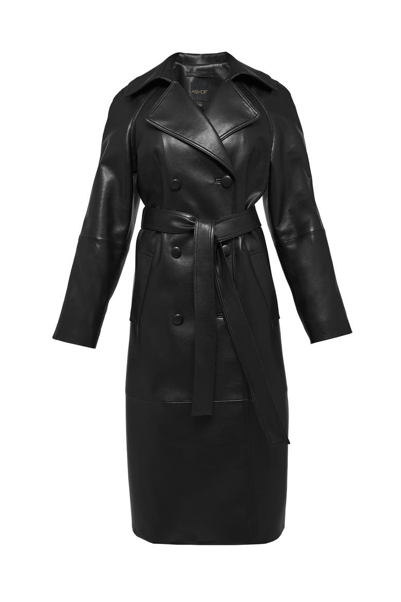 Miller Recycld Leather Trench Coat, Alternate, color, Black
