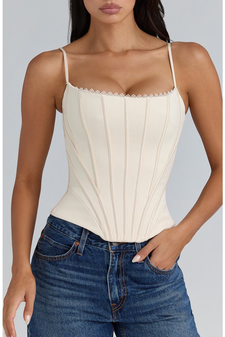 Cadie Satin Corset Top, Alternate, color, CREAM