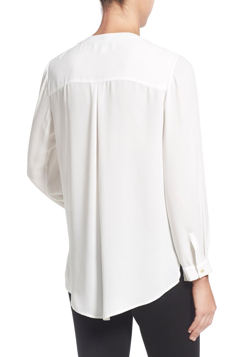 Lace-Up Neck Two-Pocket Blouse, Alternate, color, NEW IVORY