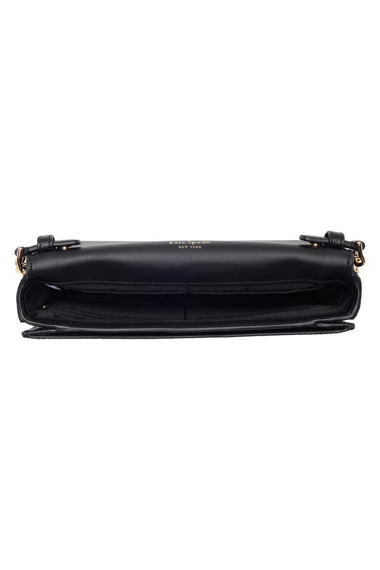 Kristi Refined Grain Leather Wallet on a Strap, Alternate, color, BLACK