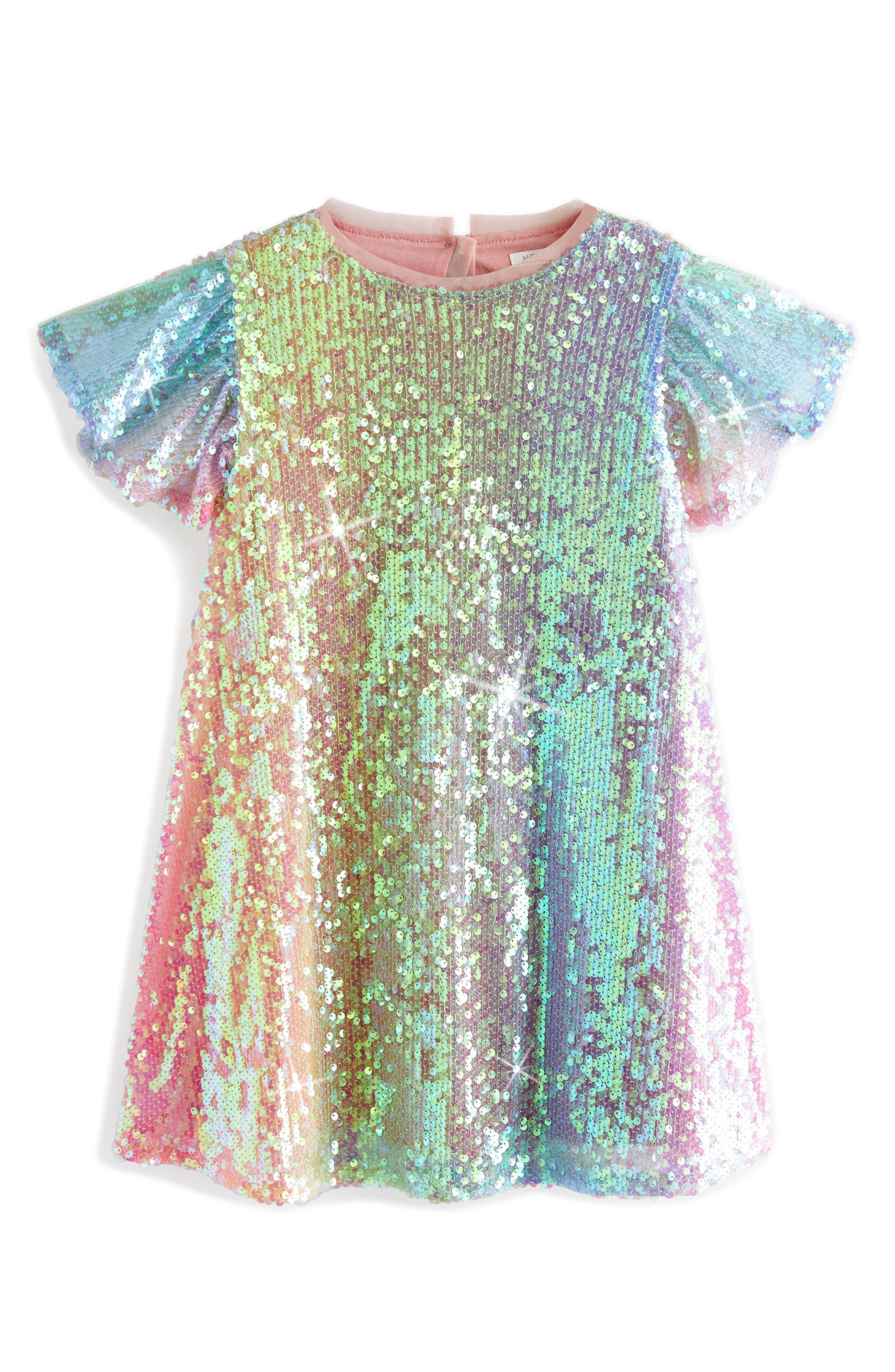zara rainbow sequin dress Zara / NWT Rainbow Stripe Sparkly Sequin Midi Dress Bloggers Fav