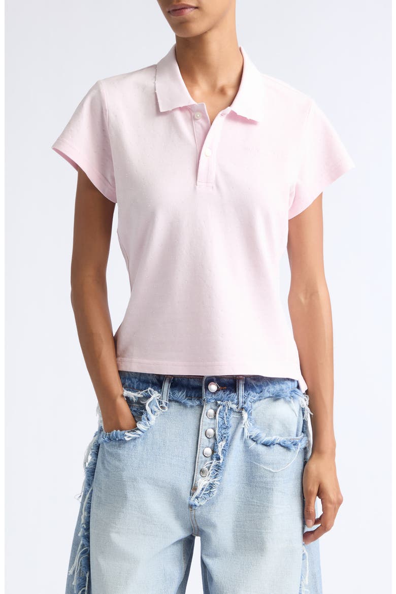 Shrunken Cotton Piqué Polo, Main, color, LIGHT PINK