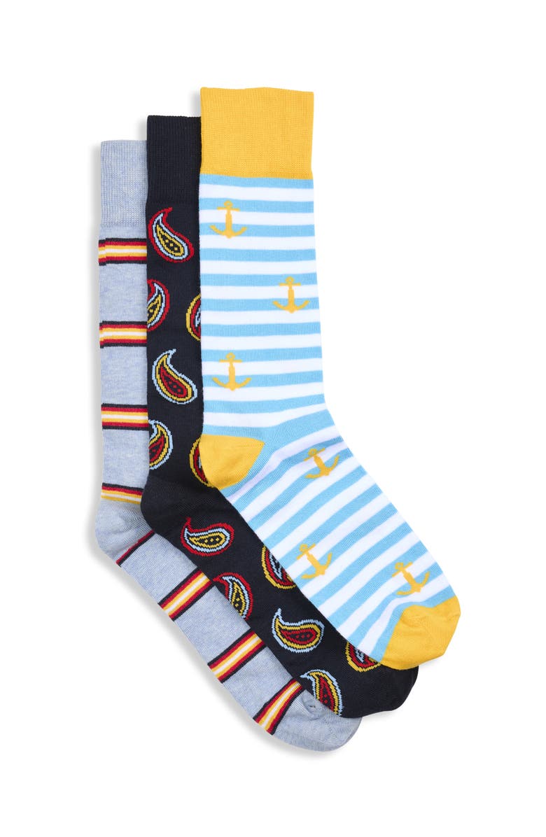 Synrgy by DXL Big & Tall 3-pk Nautical Socks, Main, color, Multi