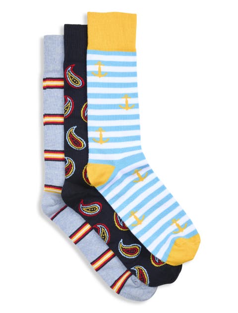 Big & Tall 3-pk Nautical Socks