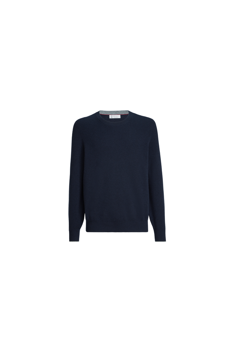 Cashmere English rib sweater, Alternate, color, Navy Blue