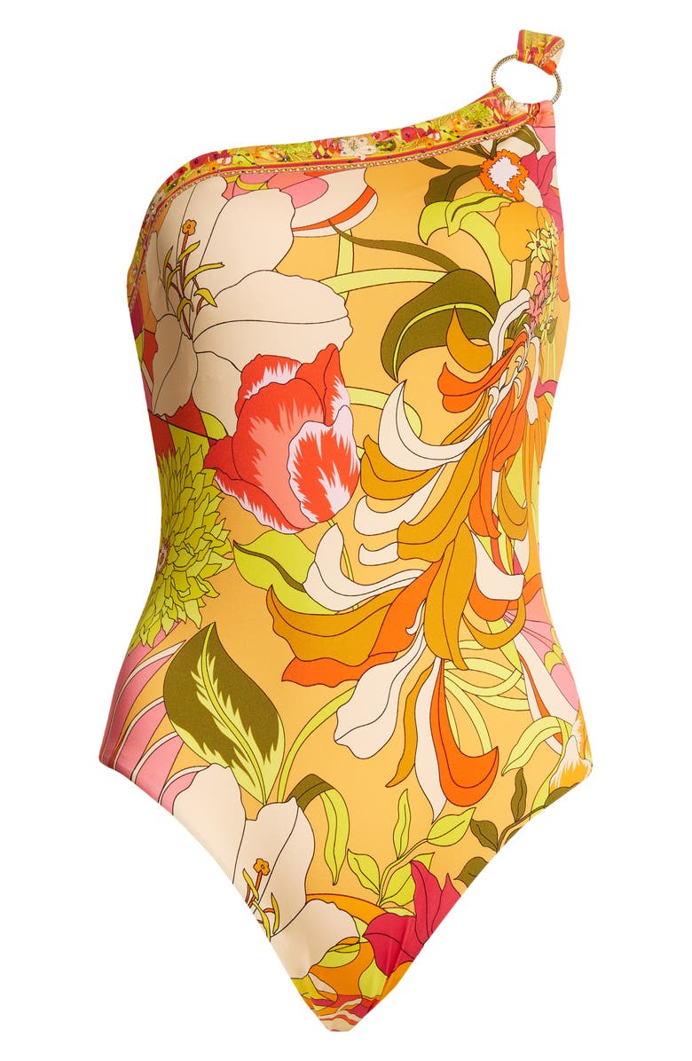 Camilla The Flower Child Society One-Shoulder One-Piece Swimsuit, Alternate, color, 