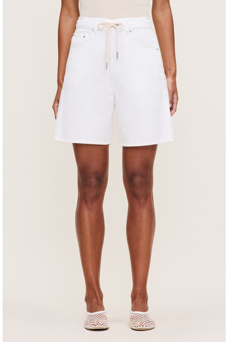 Taylor Drawstring High Waist Denim Shorts, Main, color, WHITE DRAWCORD