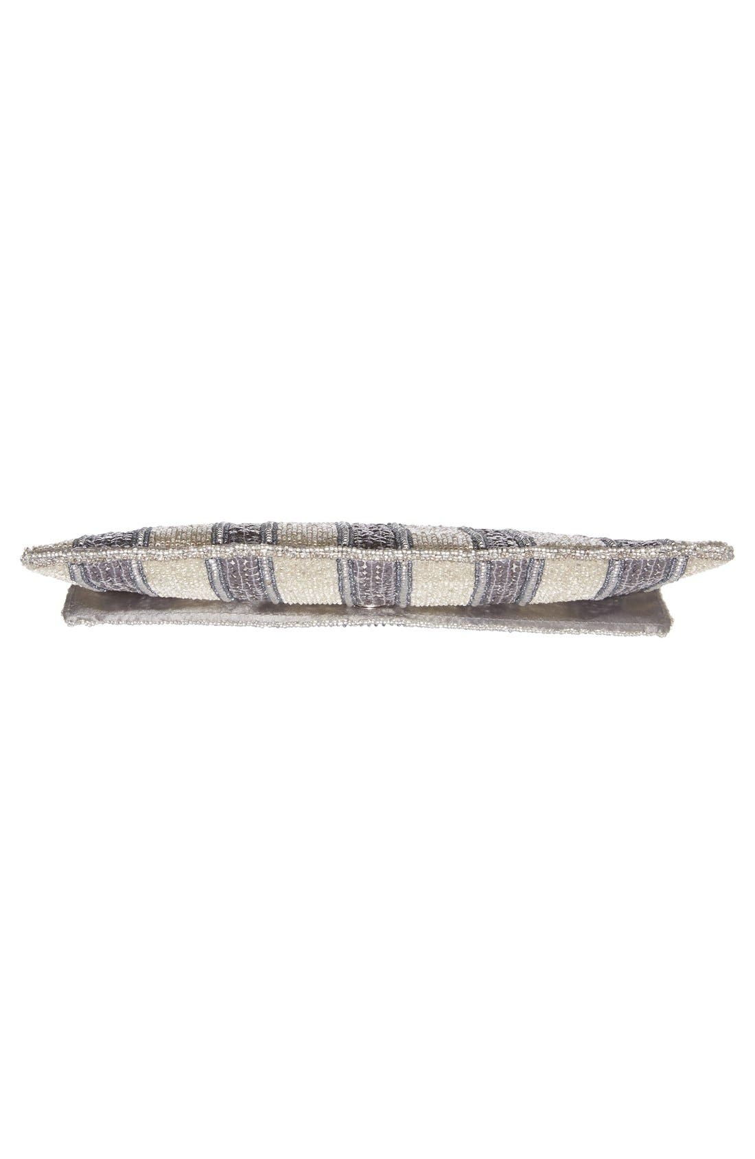 Beaded Stripe Flap Clutch, Alternate, color, PEWTER