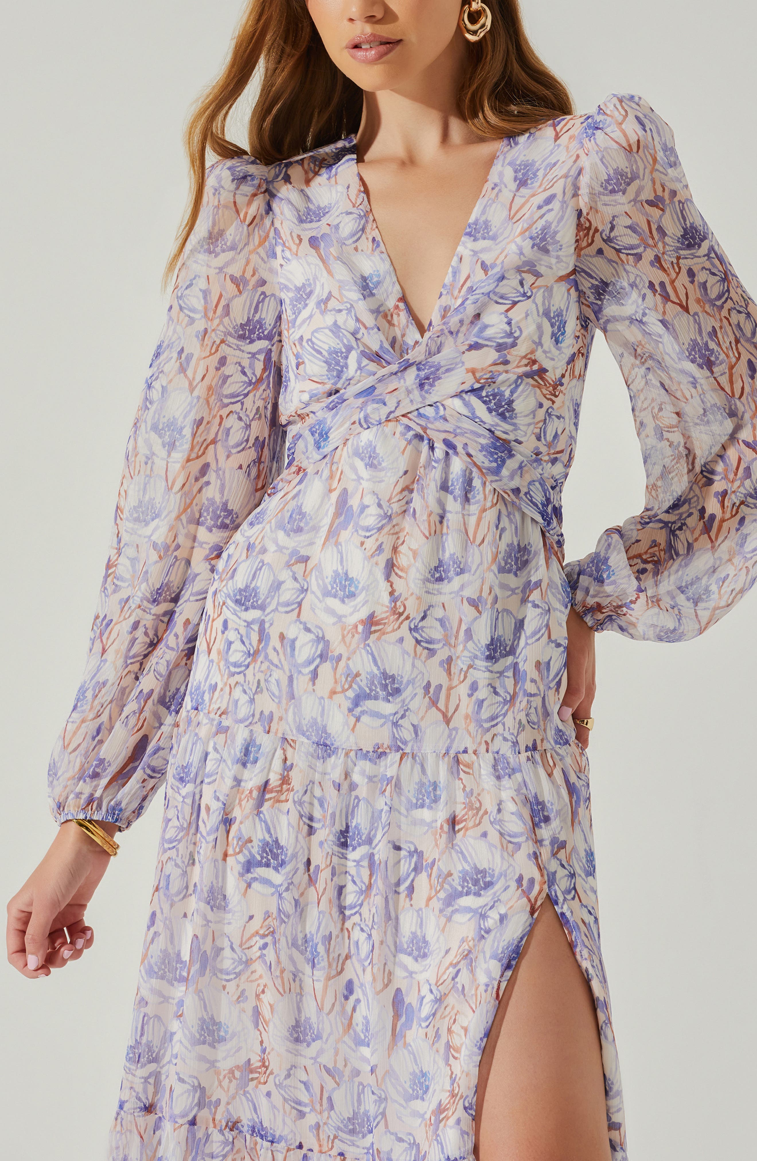 seona floral long sleeve maxi dress ASTR SEDONA FLORAL BACK CUTOUT MAXI DRESS BLUE CORAL FLORAL NWT Women SIZE Small