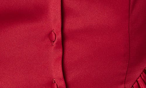 Lush Bow Appliqué Peplum Top In Burgundy