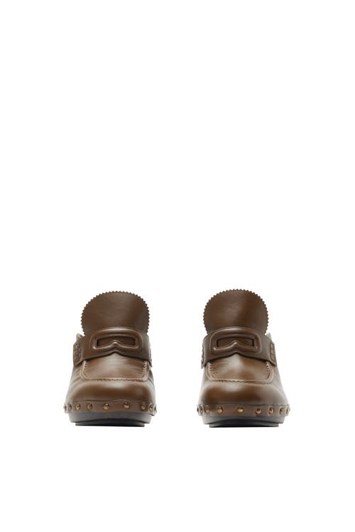 Burberry Leather Potter Clogs In Splinter