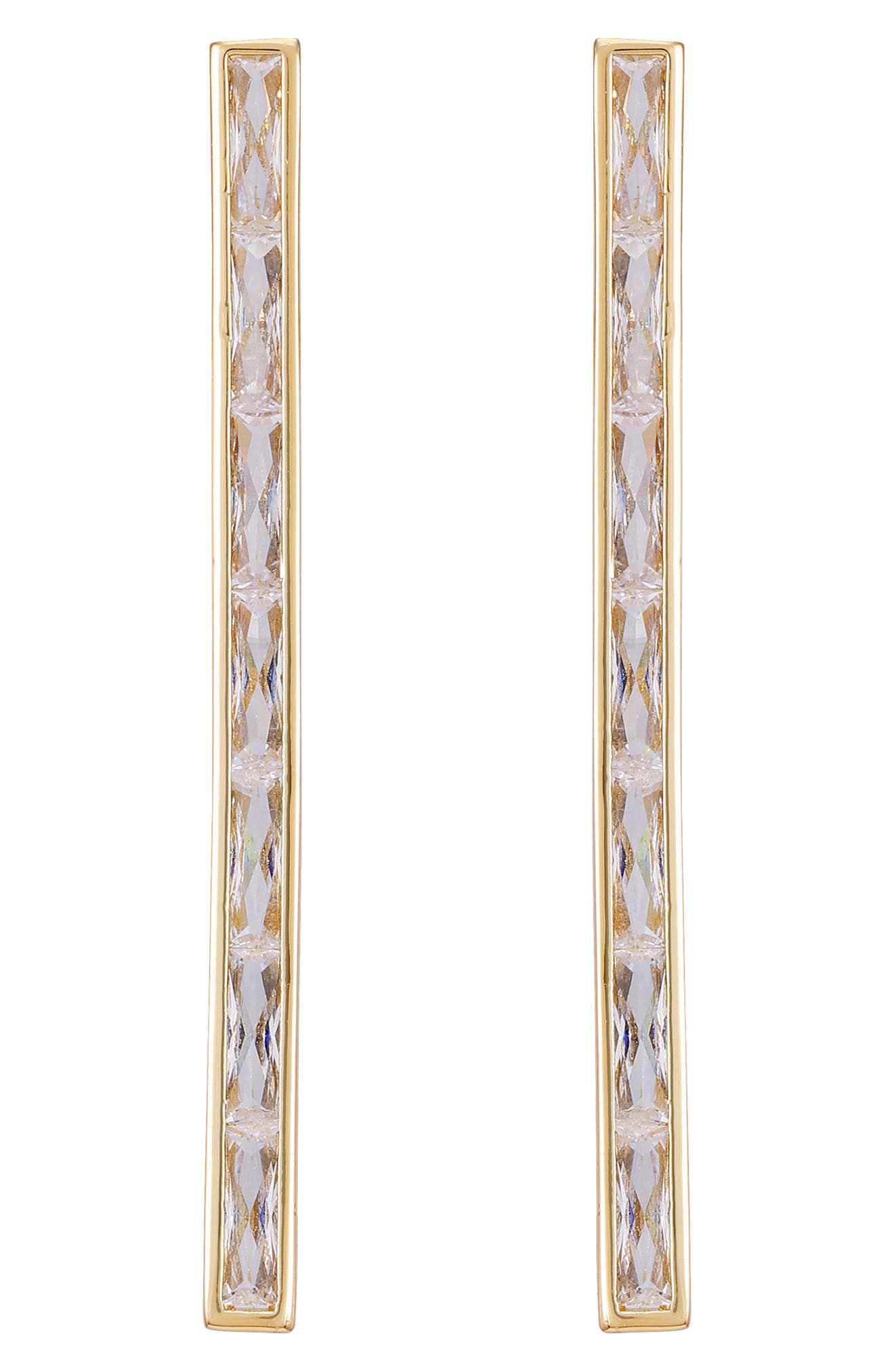 Vince Camuto Baguette Crystal Linear Drop Earrings