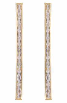 Vince Camuto Baguette Crystal Linear Drop Earrings