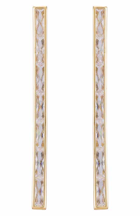 Vince Camuto Baguette Crystal Linear Drop Earrings