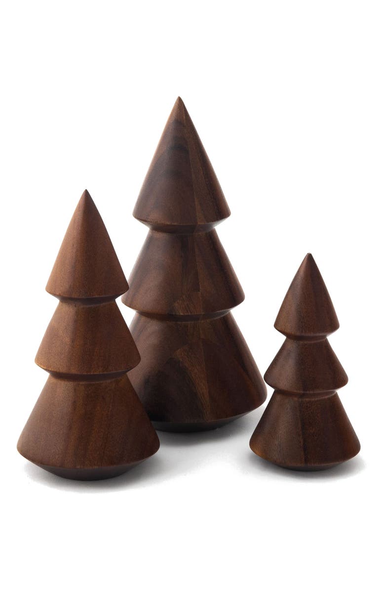 Nambé Set of 3 Acacia Wood Decorative Trees, Main, color, 