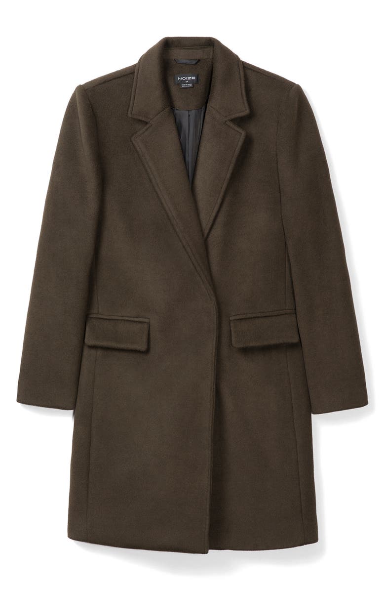 Noize Masa Notch Collar Coat, Alternate, color, Uniform Green