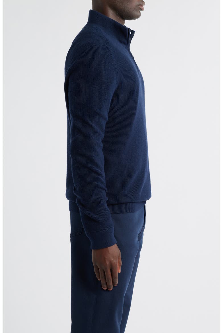Cotton & Cashmere Quarter Zip Sweater, Alternate, color, NAVY NIGHT