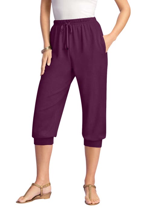 Plus Size Soft Knit Capri Pant With Drawstring Waist (Plus)