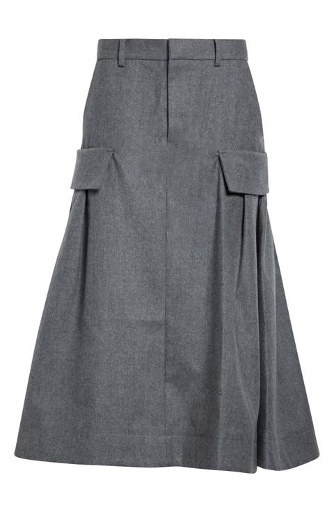 Wool Flannel Cargo Skirt