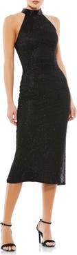 Mac Duggal Hand Embellished Faux Wrap Flutter Sleeve Gown