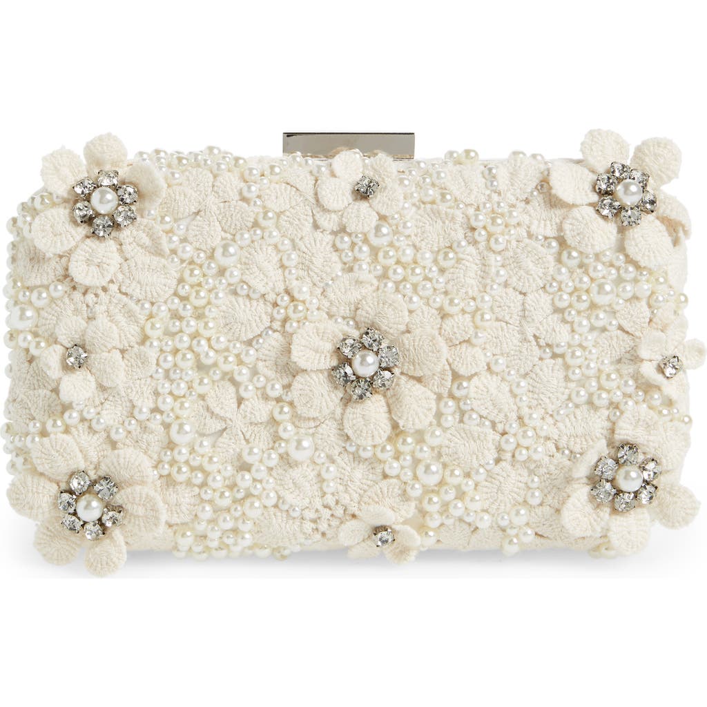 Olga Berg Beth Bead & Crystal Clutch in Ivory  product