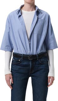 Citizens of Humanity Frances Cape Crop Cotton Button-Up Shirt